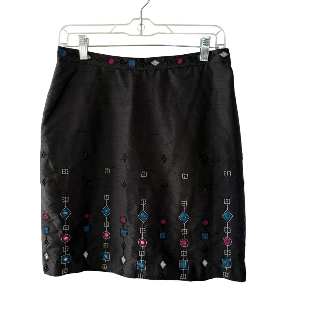 Vintage Black Mini Skirt with Colorful Accents